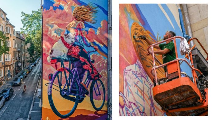 A story on two wheels: Visionary’s new mural on Slavyanska Street
