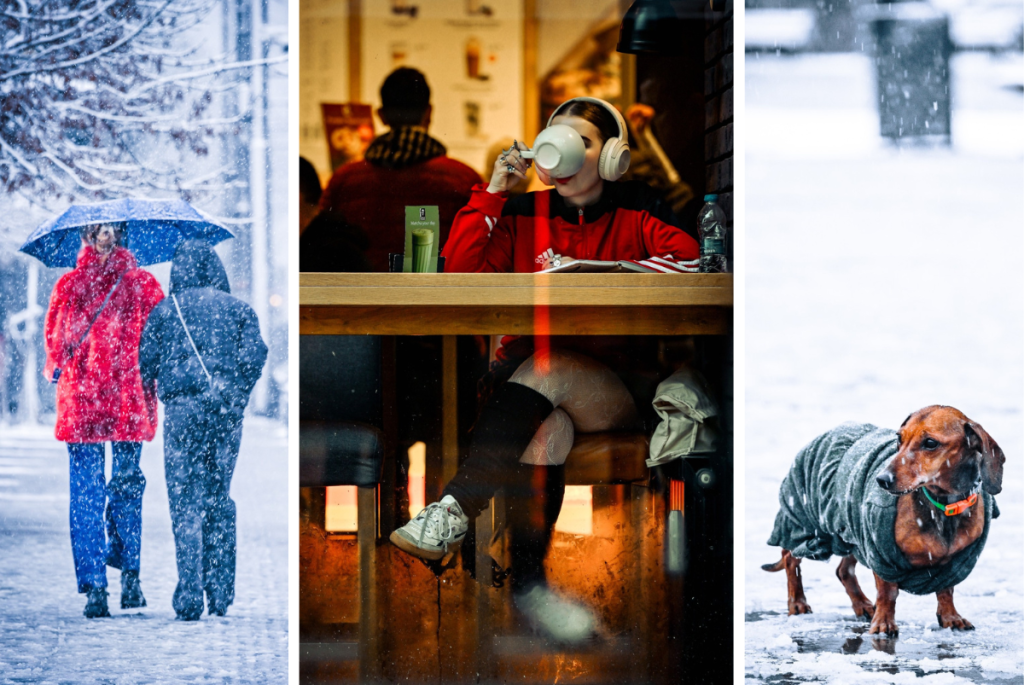 Какво прави градът, когато навън вали сняг